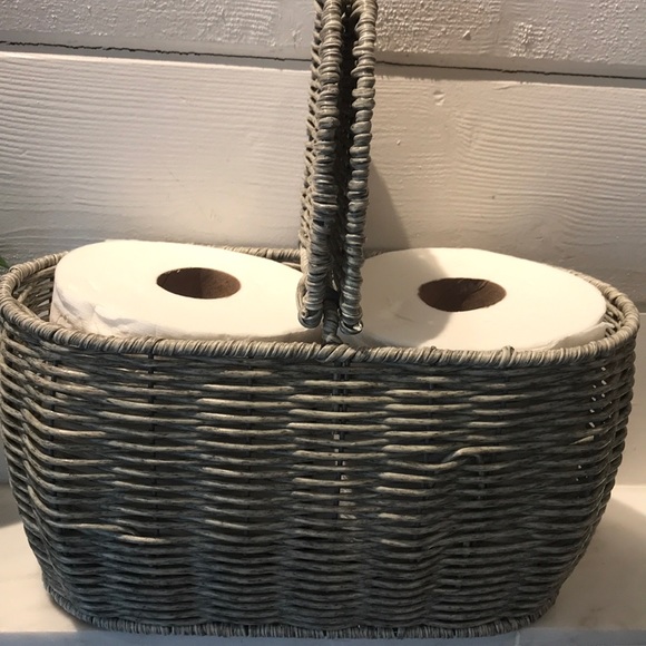 Home Goods Other - Gray Wicker Toilet Paper Basket NWT